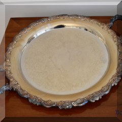 K16. Silverplate tray with two handles by Oneida. 15” w - $20